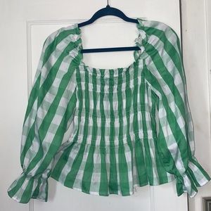 Green and white top